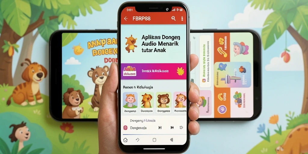 Antarmuka menarik dan mudah digunakan untuk mendengarkan dongeng.