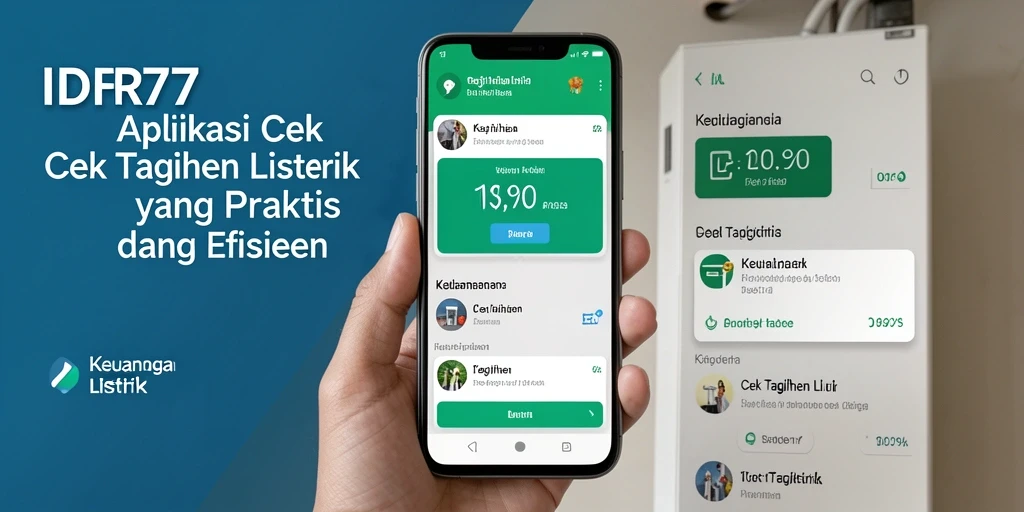 Antarmuka aplikasi IDR77 untuk cek tagihan listrik yang mudah digunakan.