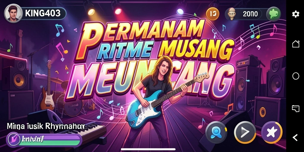 Antarmuka menarik dari KING403 dengan elemen Musik Rhythm.