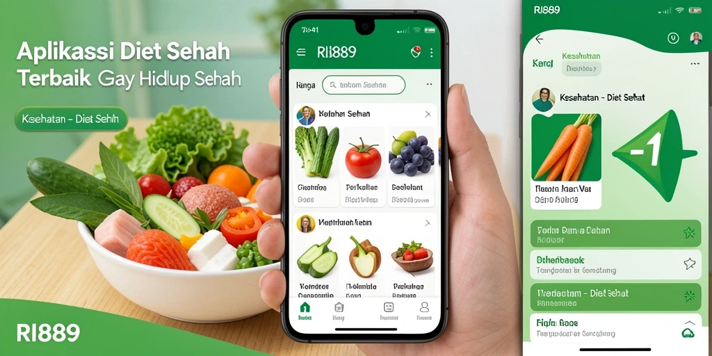 Tampilan antarmuka aplikasi Diet Sehat RI889 yang menarik dan mudah digunakan.