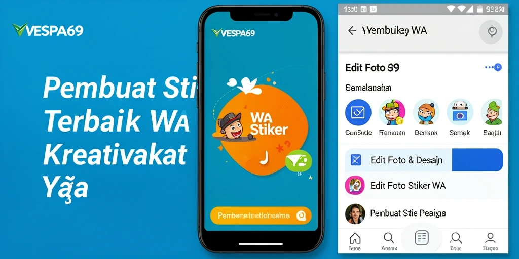 Tampilan antarmuka VESPA69 yang menarik untuk pembuat stiker WA.